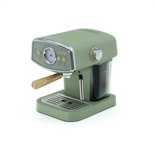 Macchina da caffè con cappuccinatore, 26,9 x 22,6 x 28,6 cm, in metallo, pp e acciaio inox, colore verde | Collezione Kai