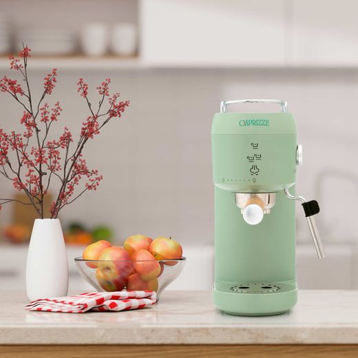 Cafetera Express Kai 1400W 20 Bares con Vaporizador y Espumador USB, Verde Mate