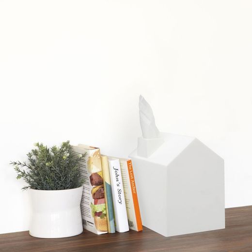 Taschentuchspender, 13 x 13 x 17 cm, aus Polypropylen in Weiß | Kollektion White