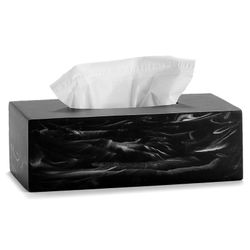 Caja para pañuelos, 24 x 13 x 8 cm, de poliresina en negro | Colección Marble