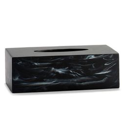 Caja para pañuelos, 24 x 13 x 8 cm, de poliresina en negro | Colección Marble