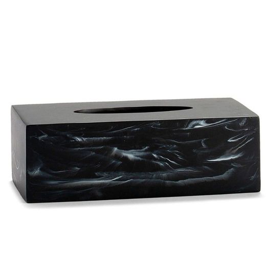 Caja para pañuelos, 24 x 13 x 8 cm, de poliresina en negro | Colección Marble
