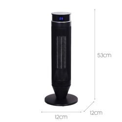 Calefactor cerámico oscilante 2000 W, 12 x 12 x 53 cm, de pvc en negro | Colección Swing Black