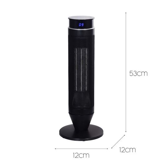 Calefactor cerámico oscilante 2000 W, 12 x 12 x 53 cm, de pvc en negro | Colección Swing Black