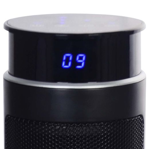 Calefactor cerámico oscilante 2000 W, 12 x 12 x 53 cm, de pvc en negro | Colección Swing Black