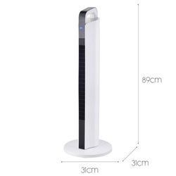 Calefactor cerámico oscilante 2000 W, 31 x 31 x 89 cm, de pvc en blanco | Colección Touch Screen