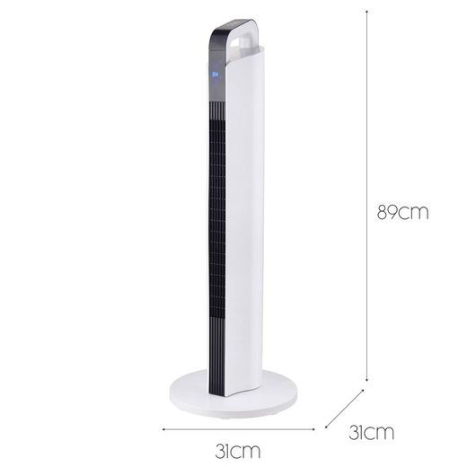 Calefactor cerámico oscilante 2000 W, 31 x 31 x 89 cm, de pvc en blanco | Colección Touch Screen