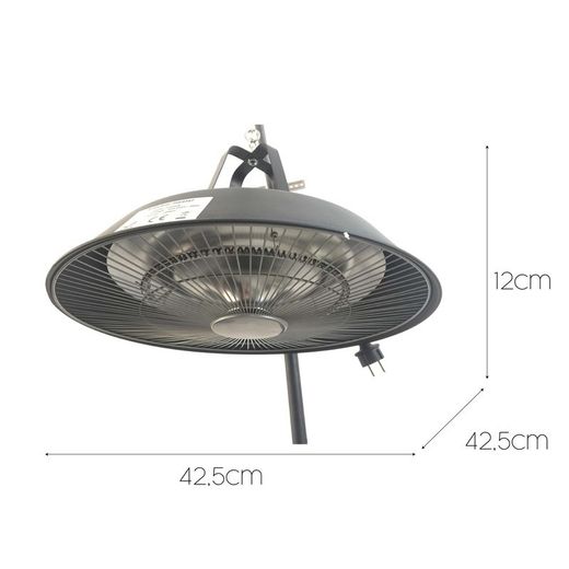 Calefactor colgante de infrarrojos para interior y exterior 1500 W, 42,5 x 42,5 x 12 cm, de aluminio en negro | Colección Standard Design