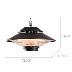 Riscaldatore a infrarossi da appendere per interno ed esterno 1500 W, 42,5 x 42,5 x 24 cm, in alluminio nero | Collezione Design