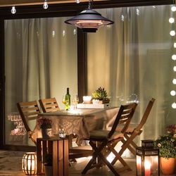 Riscaldatore a infrarossi da appendere per interno ed esterno 1500 W, 42,5 x 42,5 x 24 cm, in alluminio nero | Collezione Design