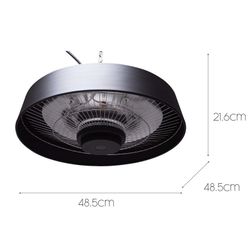 Riscaldatore a infrarossi da appendere per interni ed esterni 2000 W, 48,5 x 48,5 x 21,6 cm, in alluminio nero | Collezione Top Design