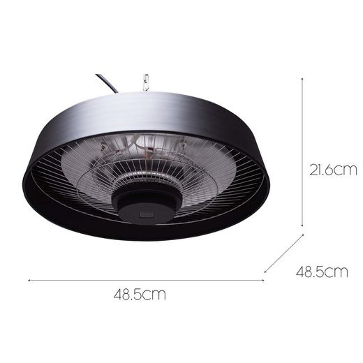 Riscaldatore a infrarossi da appendere per interni ed esterni 2000 W, 48,5 x 48,5 x 21,6 cm, in alluminio nero | Collezione Top Design