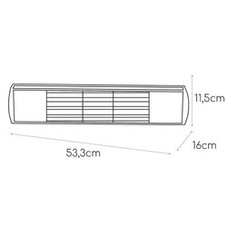 Riscaldatore elettrico a infrarossi 1500 W, 53,5 x 16 x 11,5 cm, in alluminio grigio | Collezione Golden Tube