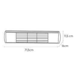 Riscaldatore elettrico a infrarossi 2000 W, 71,5 x 16 x 11,5 cm, in alluminio grigio | Collezione Golden Tube