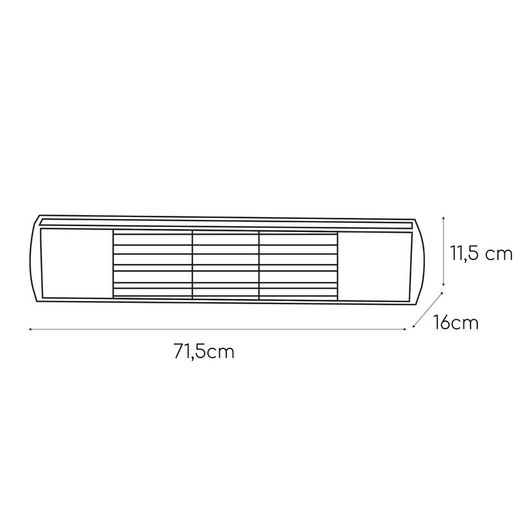 Riscaldatore elettrico a infrarossi 2000 W, 71,5 x 16 x 11,5 cm, in alluminio grigio | Collezione Golden Tube