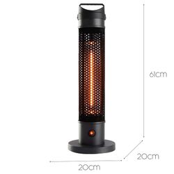 Riscaldatore elettrico portatile a infrarossi 1000 W, 20 x 20 x 61 cm, in alluminio nero | Collezione In & Out