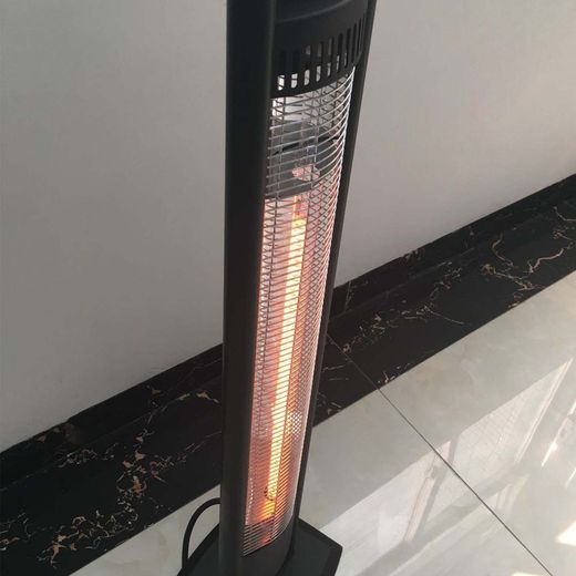 Riscaldatore elettrico portatile a infrarossi 2000 W, 17,2 x 7,4 x 102 cm, in alluminio nero | Collezione Tornado