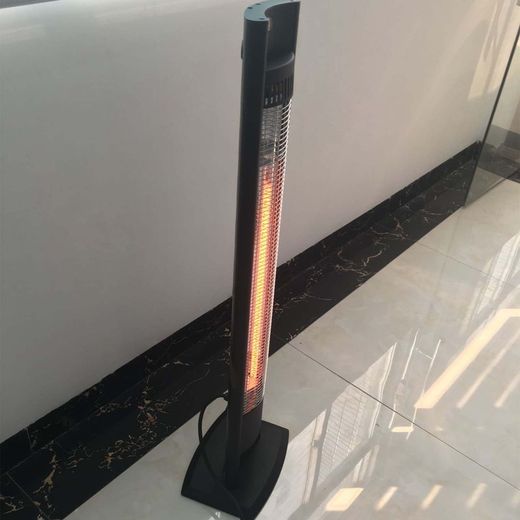 Riscaldatore elettrico portatile a infrarossi 2000 W, 17,2 x 7,4 x 102 cm, in alluminio nero | Collezione Tornado