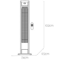 Riscaldatore elettrico portatile a infrarossi 2000 W, 17,2 x 7,4 x 102 cm, in alluminio nero | Collezione Tornado