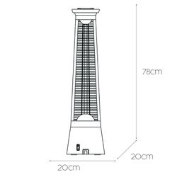 Scaldacqua elettrico portatile a infrarossi 2000 W, 20 x 20 x 78 cm, in alluminio nero | Collezione Volcano