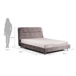 Cama, 150  x  200 cm, tapizada gris  |  Colección TROMSO