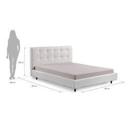 Cama, 150  x  200 cm,  tapizada gris perla |  Colección Delft