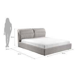 Cama, 180  x  200 cm, tapizada con tejido acolchado gris claro |  Colección Bonn