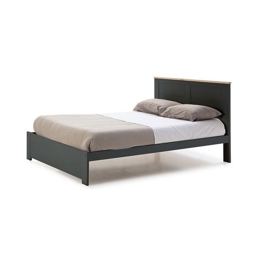 Letto, 207,7 x 172,2 x 100 cm, in legno di pino grigio e naturale | Collezione Akira