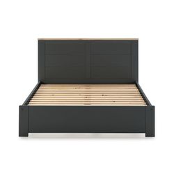 Letto, 207,7 x 172,2 x 100 cm, in legno di pino grigio e naturale | Collezione Akira