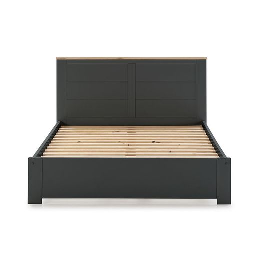 Letto, 207,7 x 172,2 x 100 cm, in legno di pino grigio e naturale | Collezione Akira