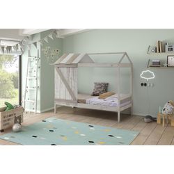 Letto a cabina, 197,6 x 101,7 x 174,8 cm, in legno di pino bianco e grigio | Collezione Nanuc
