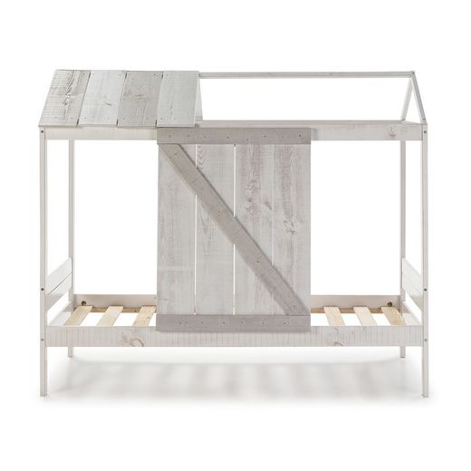 Letto a cabina, 197,6 x 101,7 x 174,8 cm, in legno di pino bianco e grigio | Collezione Nanuc