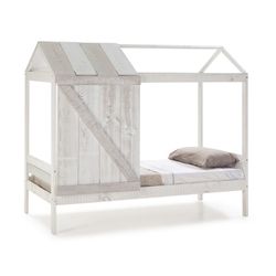 Letto a cabina, 197,6 x 101,7 x 174,8 cm, in legno di pino bianco e grigio | Collezione Nanuc