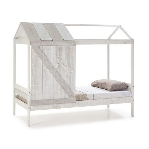 Letto a cabina, 197,6 x 101,7 x 174,8 cm, in legno di pino bianco e grigio | Collezione Nanuc