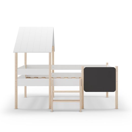 Cama cabaña, 202 x 110 x 150 cm, de madera en blanco | Colección Mint