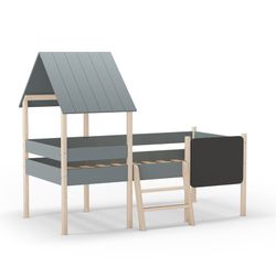 Cama cabaña, 202 x 110 x 150 cm, de madera en verde | Colección Mint