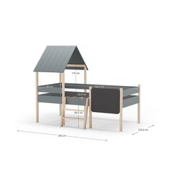 Letto a castello in legno, 202 x 110 x 150 cm, colore verde | Collezione Mint