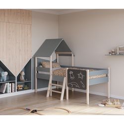 Letto a castello in legno, 202 x 110 x 150 cm, colore verde | Collezione Mint