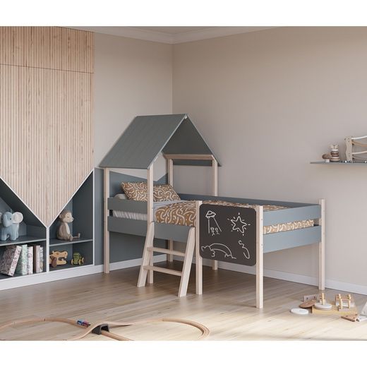 Letto a castello in legno, 202 x 110 x 150 cm, colore verde | Collezione Mint
