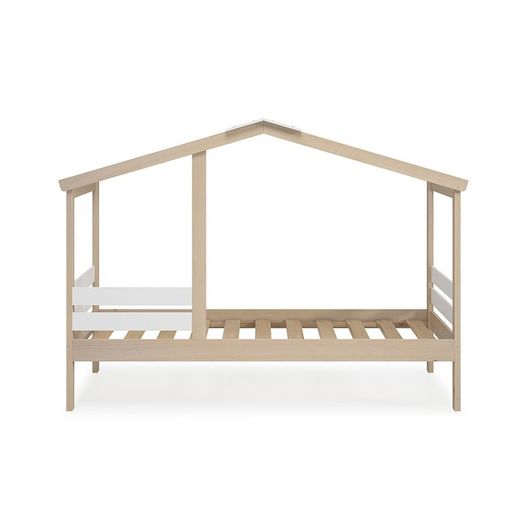 Cama cabaña, 204,9 x 105 x 147 cm, de madera de pino en natural y blanco  | Colección Angel