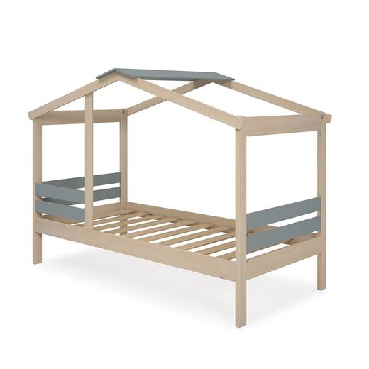 Letto capanna, 204,9 x 105 x 147 cm, in legno di pino naturale e grigio | Collezione Angel