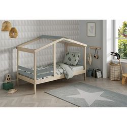 Letto capanna, 204,9 x 105 x 147 cm, in legno di pino naturale e grigio | Collezione Angel