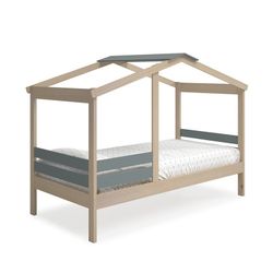 Letto capanna, 204,9 x 105 x 147 cm, in legno di pino naturale e grigio | Collezione Angel