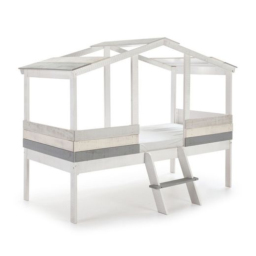 Letto cabina, 206 x 131 x 165 cm, in legno bianco e grigio | Collezione Ulises