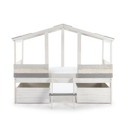 Letto cabina, 206 x 131 x 165 cm, in legno bianco e grigio | Collezione Ulises