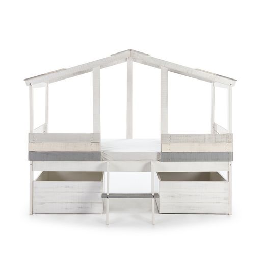 Letto cabina, 206 x 131 x 165 cm, in legno bianco e grigio | Collezione Ulises