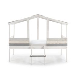 Letto cabina, 206 x 131 x 165 cm, in legno bianco e grigio | Collezione Ulises