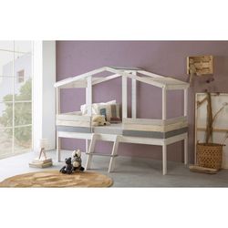 Letto cabina, 206 x 131 x 165 cm, in legno bianco e grigio | Collezione Ulises