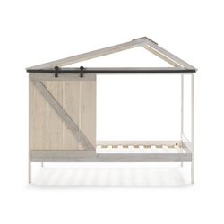 Letto a cabina, 208,5 x 103,5 x 183,5 cm, in legno di pino bianco e grigio | Collezione Lara