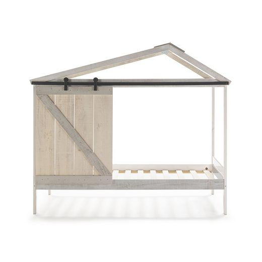Letto a cabina, 208,5 x 103,5 x 183,5 cm, in legno di pino bianco e grigio | Collezione Lara
